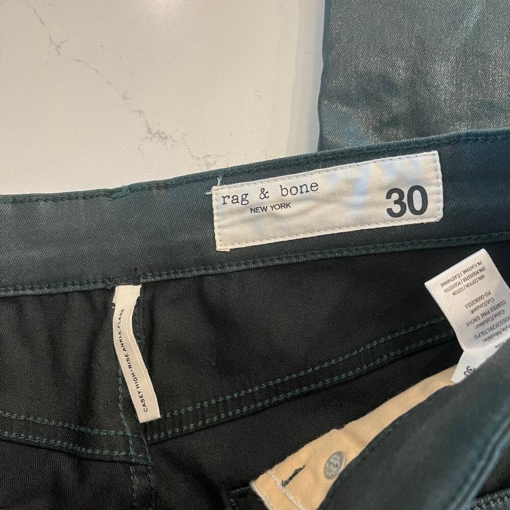 Rag & Bone Casey High Rise Ankle Flare Jeans in‎ Coated Pine Grove Size 30 - Picture 6 of 11